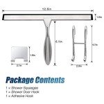 Simtive 12-Inch Shower Squeegee with Hooks