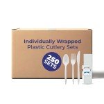 Individually Wrapped Plastic Cutlery Set - 250 Count
