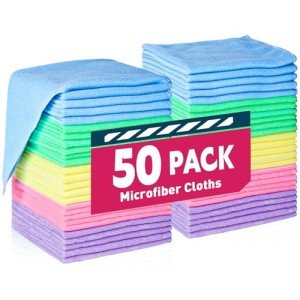 TEAWOO Microfiber Cleaning Cloths - 50 Pack Assorted