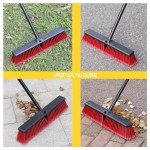 18" Heavy Duty Outdoor Push Broom with Long Handle
