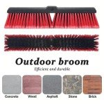18" Heavy Duty Outdoor Push Broom with Long Handle