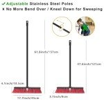 18" Heavy Duty Outdoor Push Broom with Long Handle