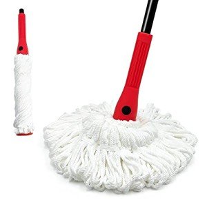 Self-Wringing Mop with 2 Washable Heads - Red
