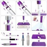 Purple Spray Mop with Refillable Bottle and Pads