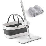 Oshang Flat Mop with Collapsible Bucket and Pads