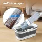 Oshang Flat Mop with Collapsible Bucket and Pads