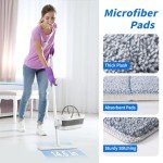 Oshang Flat Mop with Collapsible Bucket and Pads