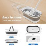 Oshang Flat Mop with Collapsible Bucket and Pads