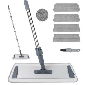 Microfiber Flat Mop with Reusable Pads and Handle