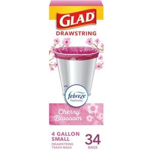 Glad Odorshield Cherry Blossom Trash Bags, 34 Ct