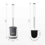 Ergonomic Toilet Brush Set with Holder - White & Grey