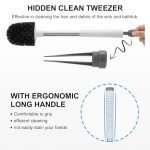 Ergonomic Toilet Brush Set with Holder - White & Grey