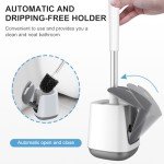 Ergonomic Toilet Brush Set with Holder - White & Grey