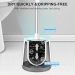 Ergonomic Toilet Brush Set with Holder - White & Grey