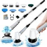 Cordless Electric Spin Bathroom Scrubber with 8 Brushes