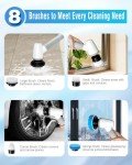 Cordless Electric Spin Bathroom Scrubber with 8 Brushes