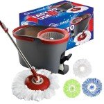Spin Mop Cleaning System with 3 Microfiber Heads