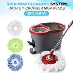 Spin Mop Cleaning System with 3 Microfiber Heads