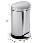 simplehuman 6L Semi-Round Bathroom Step Trash Can