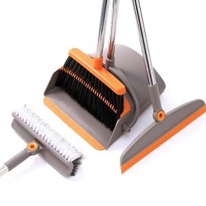 3-in-1 Broom, Dustpan, and Scrub Brush Set