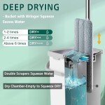 Mop and Bucket Set with Wringer and Microfiber Pads