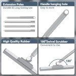 180° Rotating Floor Squeegee with 52'' Handle