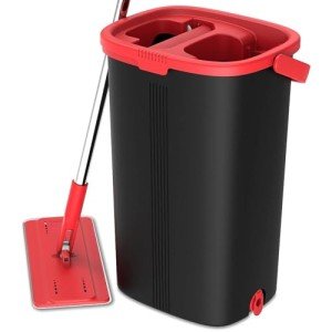 TETHYS Flat Mop and Bucket Set for Home Cleaning