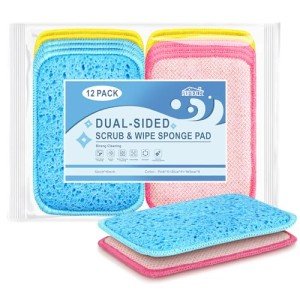 12 Pack Dual-Sided Kitchen Scrub & Wipe Cloths