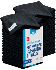 50-Pack of 12" x 12" Black Microfiber Cloths
