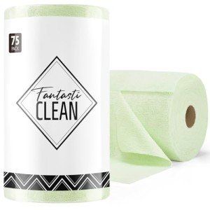 Microfiber Cleaning Cloth Roll - 75 Pack, Green