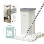 Hands-Free Mop and Bucket Set with Microfiber Pads
