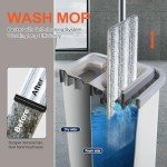 Hands-Free Mop and Bucket Set with Microfiber Pads