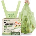 100 Compostable Trash Bags with Handles - 2.6 Gallon