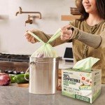 100 Compostable Trash Bags with Handles - 2.6 Gallon