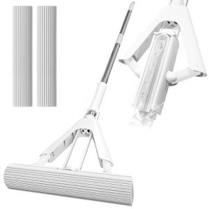 Absorbent Sponge Mop with Extendable Handle and Heads