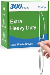 Heavy Duty Clear Plastic Knives – 300 Count