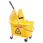 Yellow 35-Quart Mop Bucket with Down Press Wringer