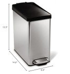 simplehuman 10L Slim Bathroom Trash Can, Stainless Steel