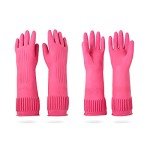 Reusable Waterproof Dishwashing Rubber Gloves - 2 Pairs