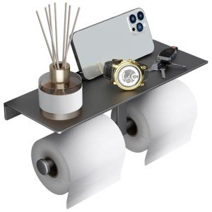 Grey Wall-Mount Double Roll Toilet Paper Holder