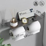 Grey Wall-Mount Double Roll Toilet Paper Holder