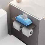 Grey Wall-Mount Double Roll Toilet Paper Holder