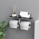 Grey Wall-Mount Double Roll Toilet Paper Holder