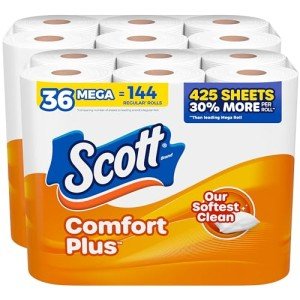 Scott ComfortPlus Mega Toilet Paper, 36 Rolls