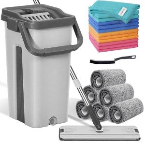 Mop Bucket Set with 12 Microfiber Towels