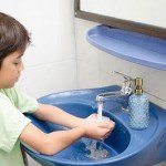 16 oz Blue Glass Soap Dispenser with Gold Pump