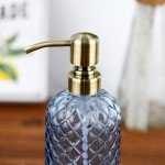 16 oz Blue Glass Soap Dispenser with Gold Pump