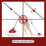 4-Section Spin Mop Replacement Handle, 30"-58