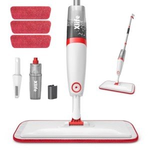 Red Spray Mop with 3 Washable Cleaning Pads