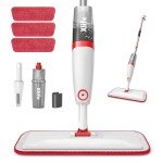 Red Spray Mop with 3 Washable Cleaning Pads